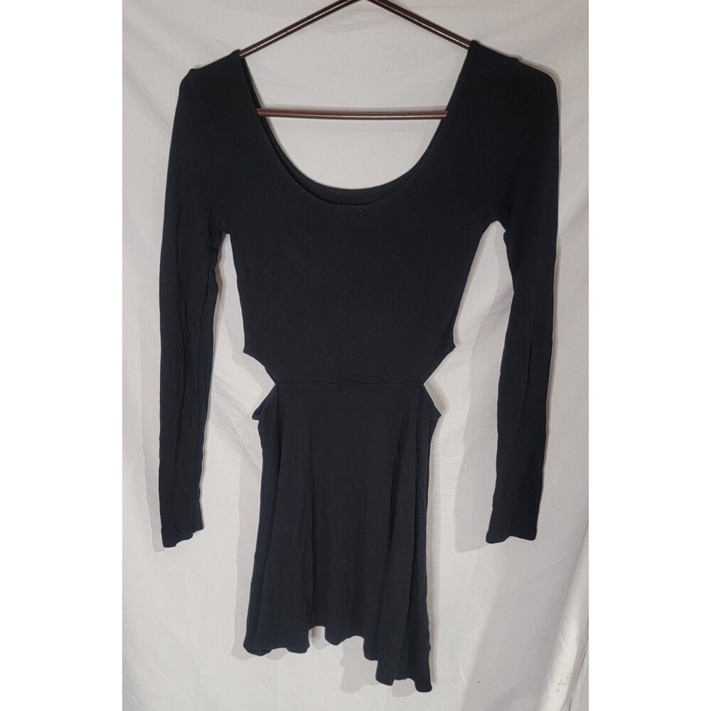 Garage Skater Dress Juniors Small Black Long Sleeve Goth Grunge Cut Out Y2K Alt